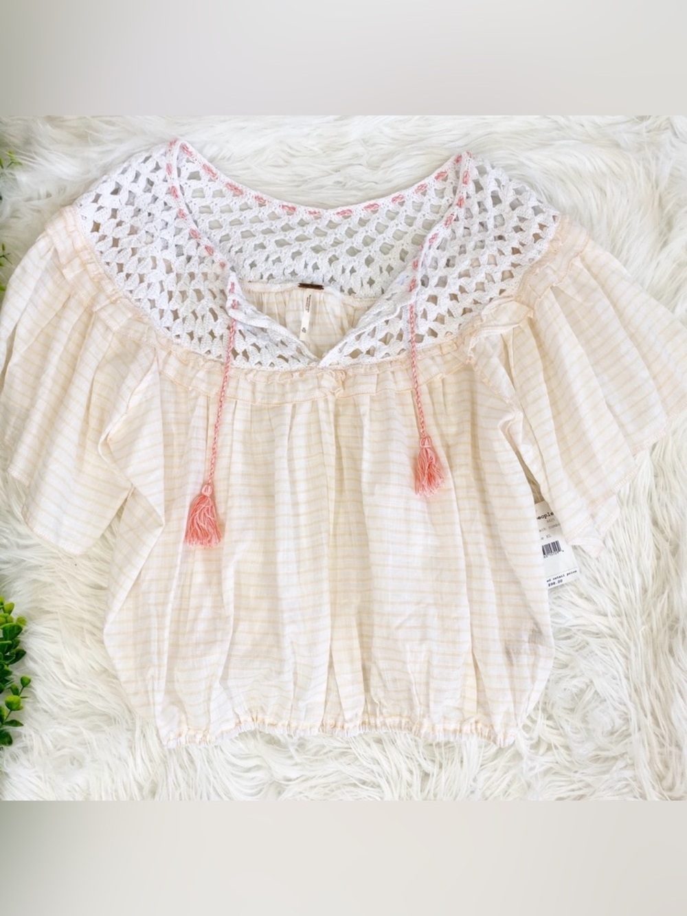 NWT Free People Crochet striped Boho Top - Picture 10 of 13